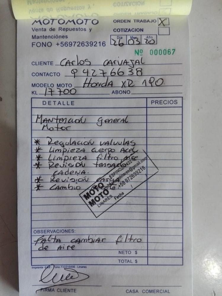 Moto Honda en LINARES, Maule