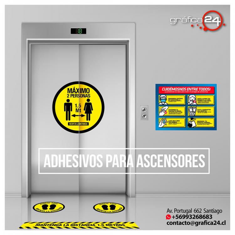 ADHESIVOS DE DISTANCIAMIENTO PARA ASCENSORES GRAFICA24 en PROVIDENCIA, Metropolitana