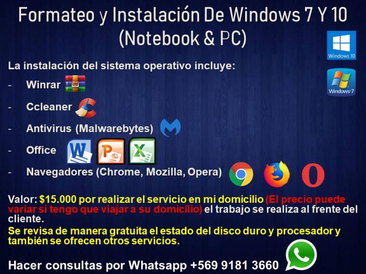 Fotografía 1 de Instalacion de Windows 7 & 10 (Formateo)