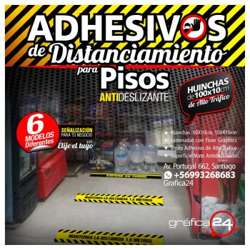 Huinchas Adhesivas de Alto Trafico para Distanciamiento de Personas en locales comerciales, clinicas