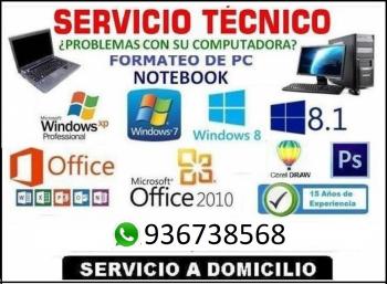 SERVICIO TECNICO, REPARACION DE PC, NOTEBOOK, LAPTOPS ETC.